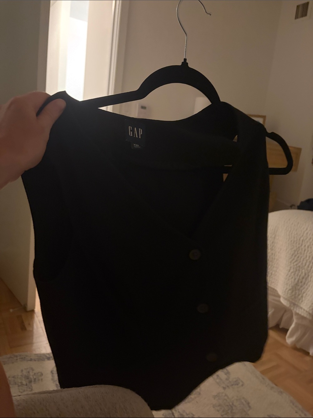 GAP Black Button-Front Knit Bodysuit